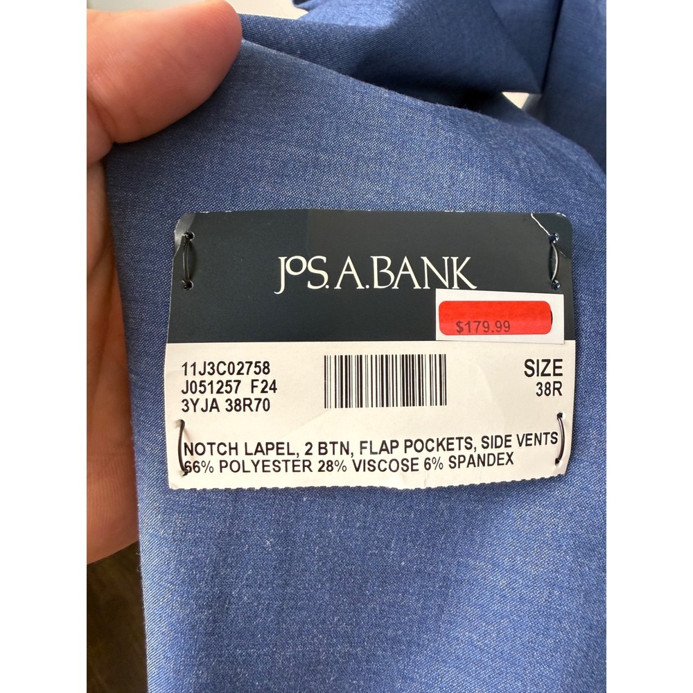 NEW Jos. A. Bank Mens Skinny Fit Stretch Suit Blue 38R 2-Button Sport Coat - Picture 6 of 15